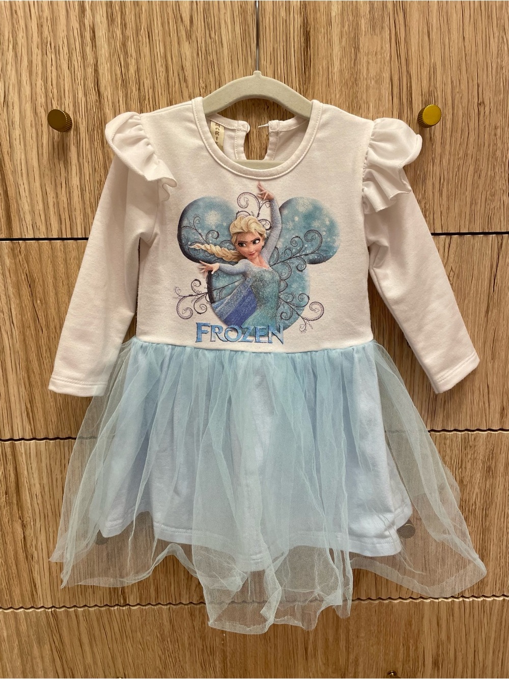 Elsa Frozen Tulle Dress in White and Light Blue